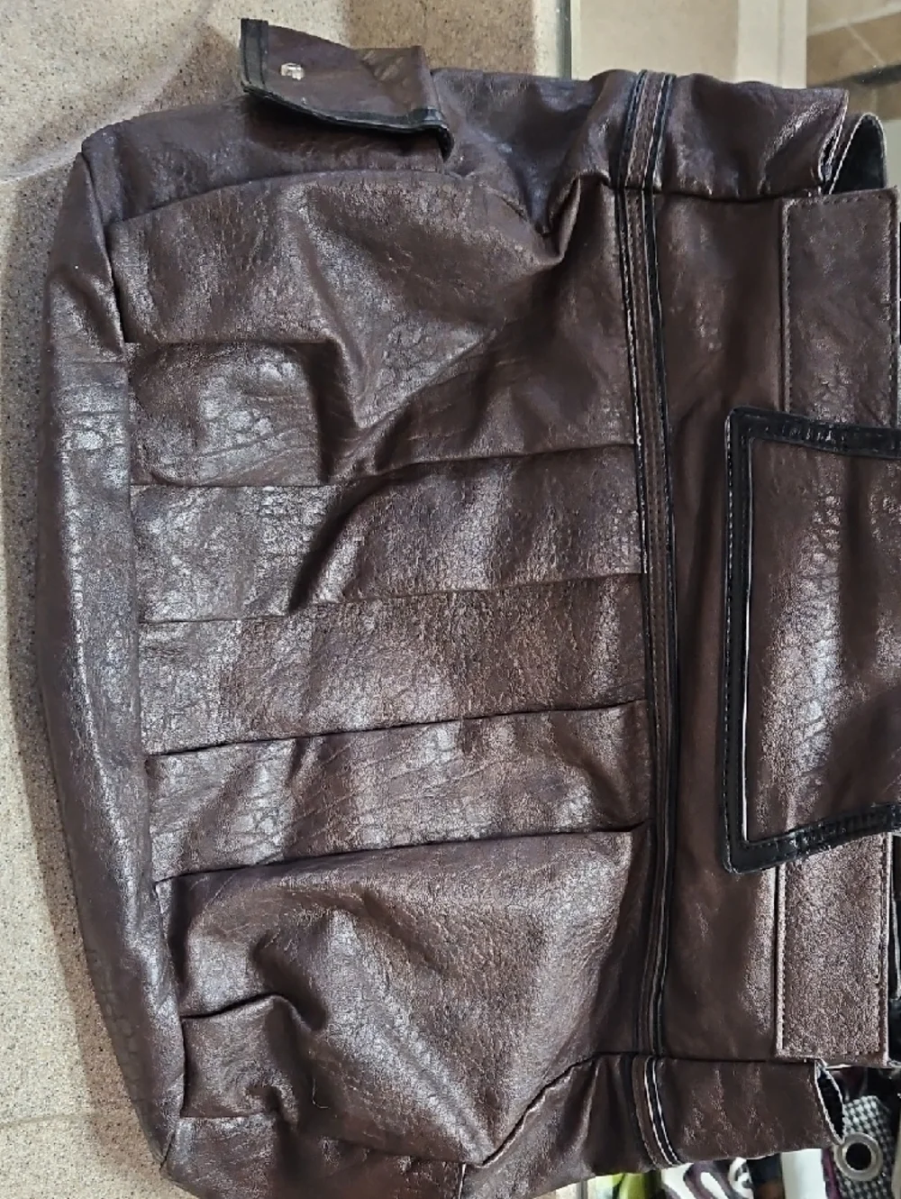 Miche Prima -- Brown Faux Leather Tote with Front Pocket - Picture 2 of 2